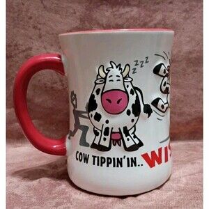 Cow Tippin’ In Wisconsin Mug – Funny Cartoon Cow Coffee Cup Ceramic